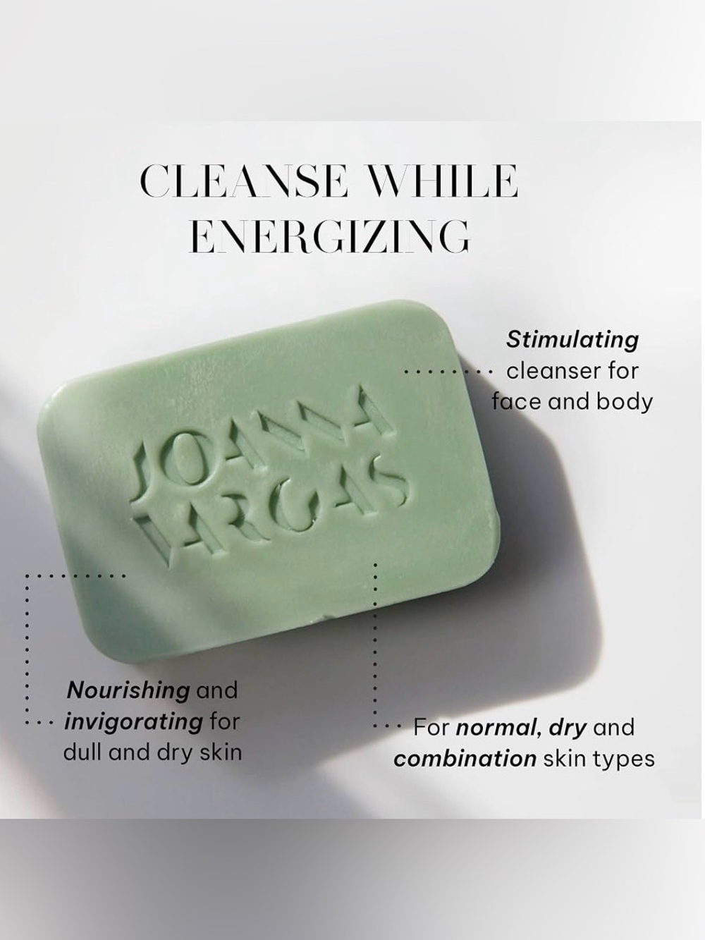 JOANNA VARGAS Energizing Green Cleansing Bar - Gentle Face & Body Soap 3.52 OZ.